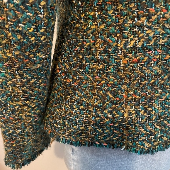 Lafayette 148 Blazer multicolor green drape collar fantasy tweed jacket size six - Picture 5 of 8